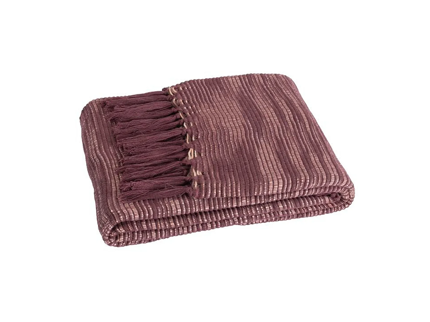 Manta plaid morado ciruela con flecos 130x170cm ANEVIK - SACASA