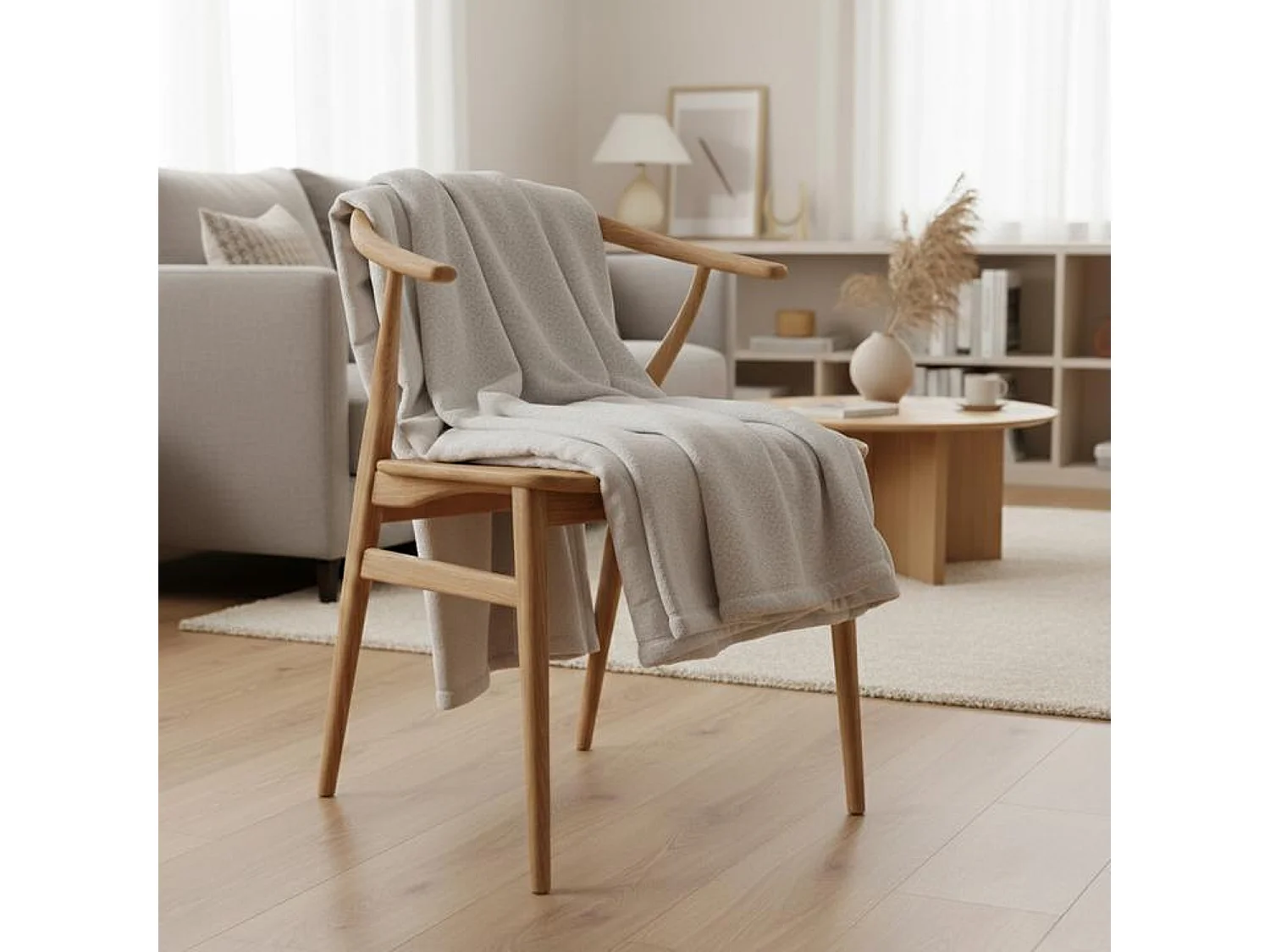 Manta plaid gris claro 130x170cm PANORA - SACASA