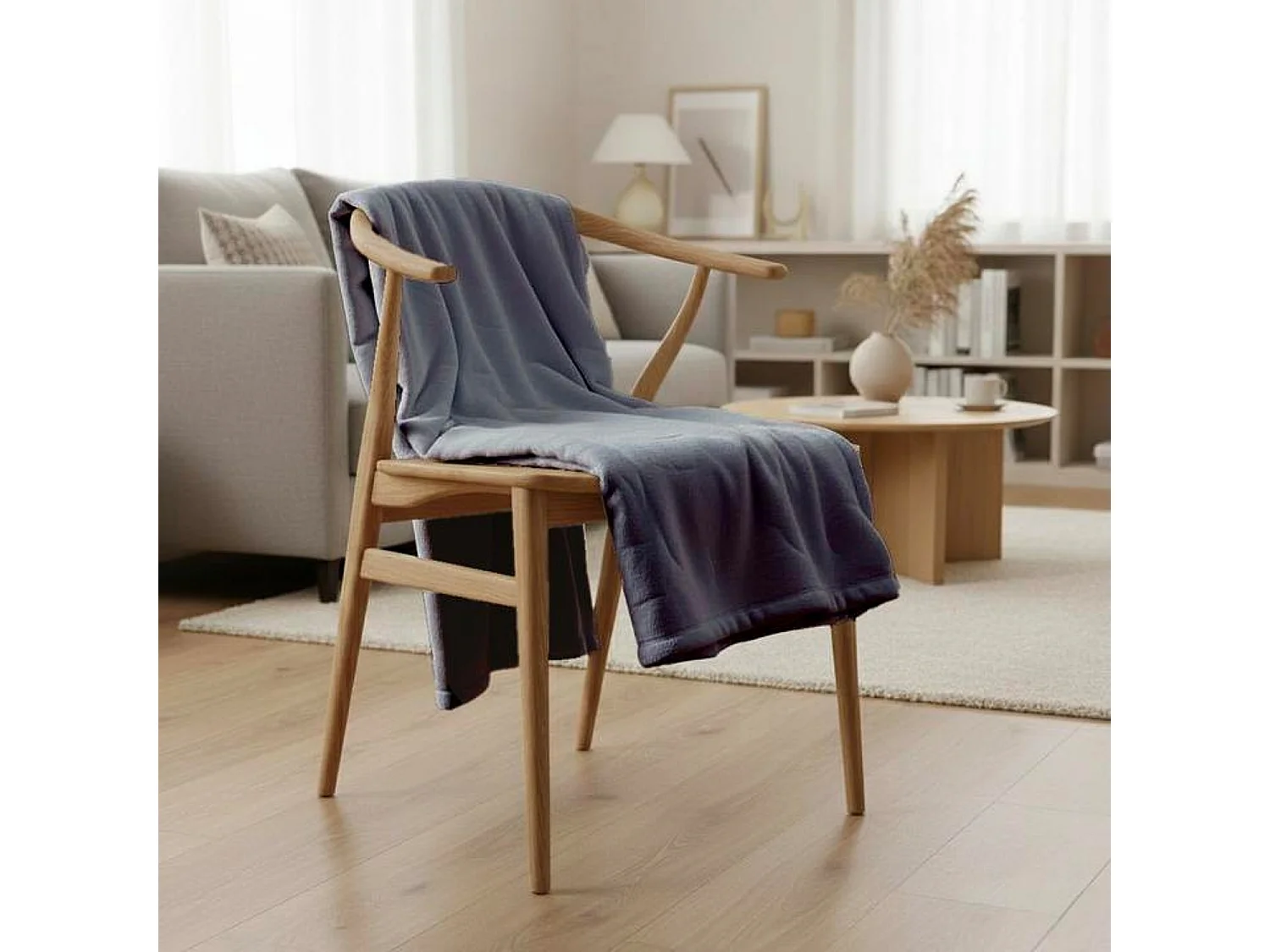 Manta plaid azul cobalto 130x170cm FLANBERG - SACASA