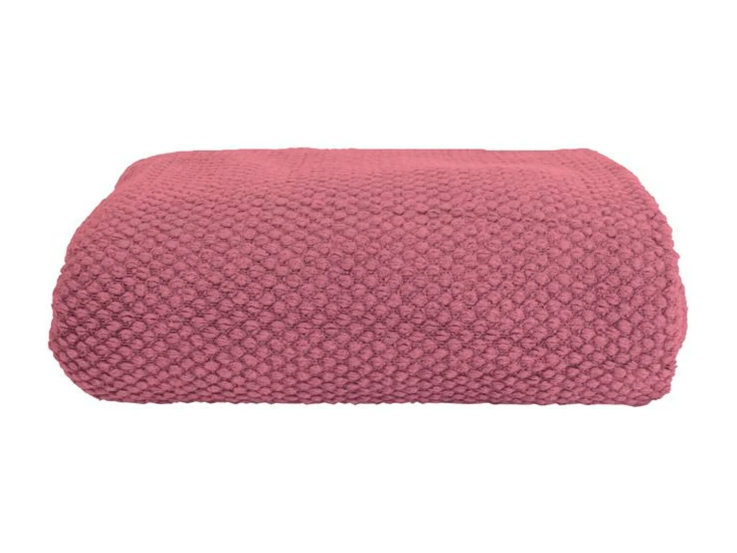 Manta plaid rosa frambuesa texturizado y con flecos 130x170cm DENARLA - SACASA