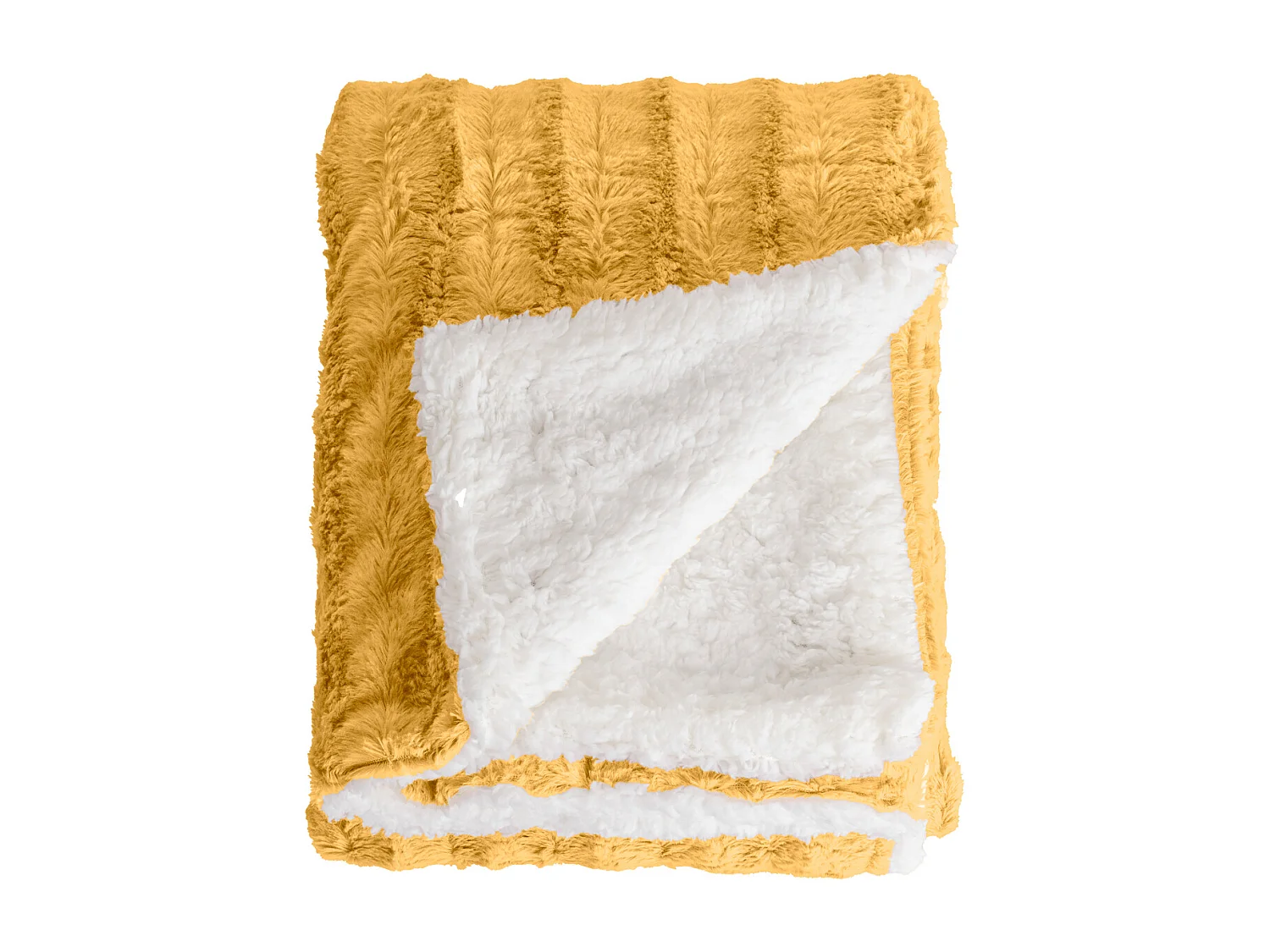 Manta plaid bitono amarilla y blanca 180x220cm BERGIL - SACASA