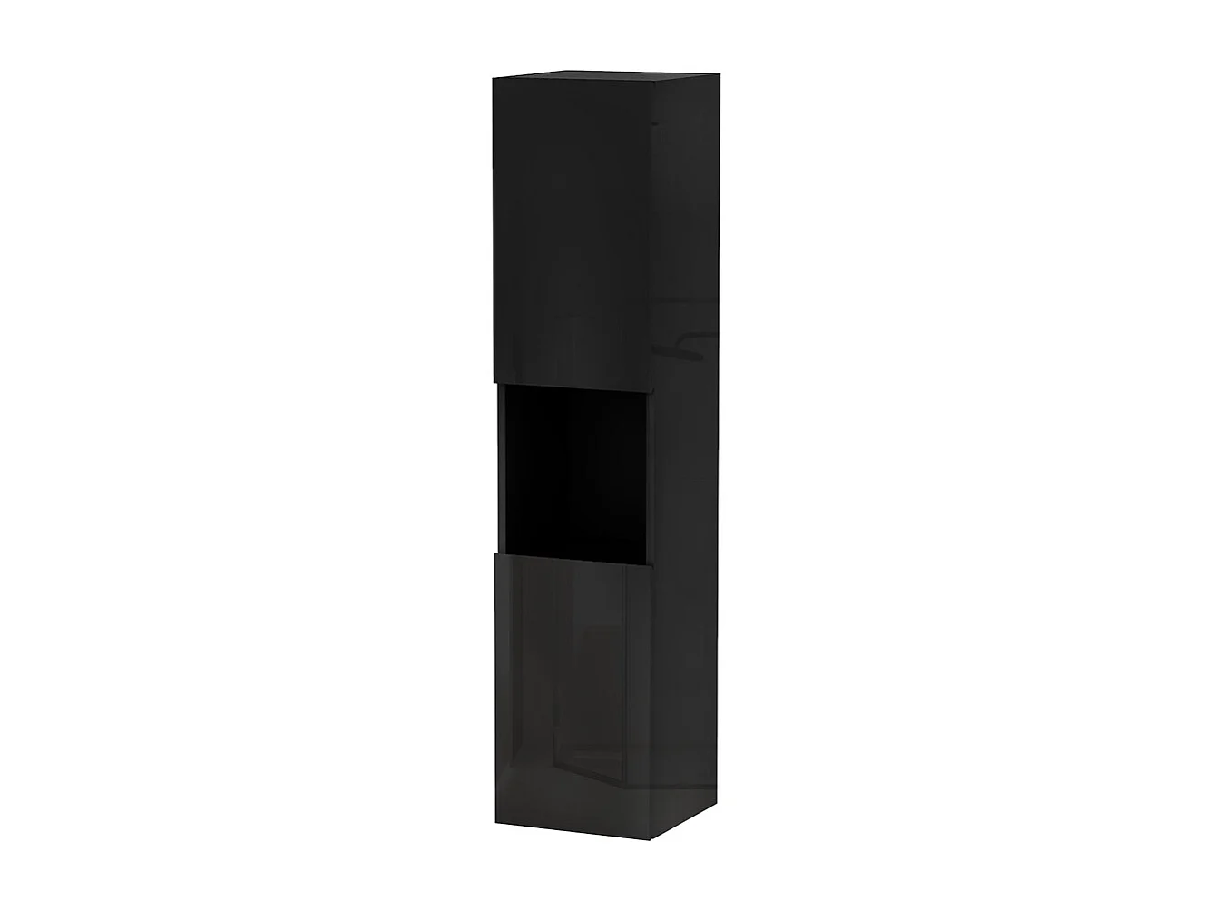 Colonne de salle de bain Brillant + 2 Porte, avec compartiment, 30 x 30 x 131.5 cm, Noir