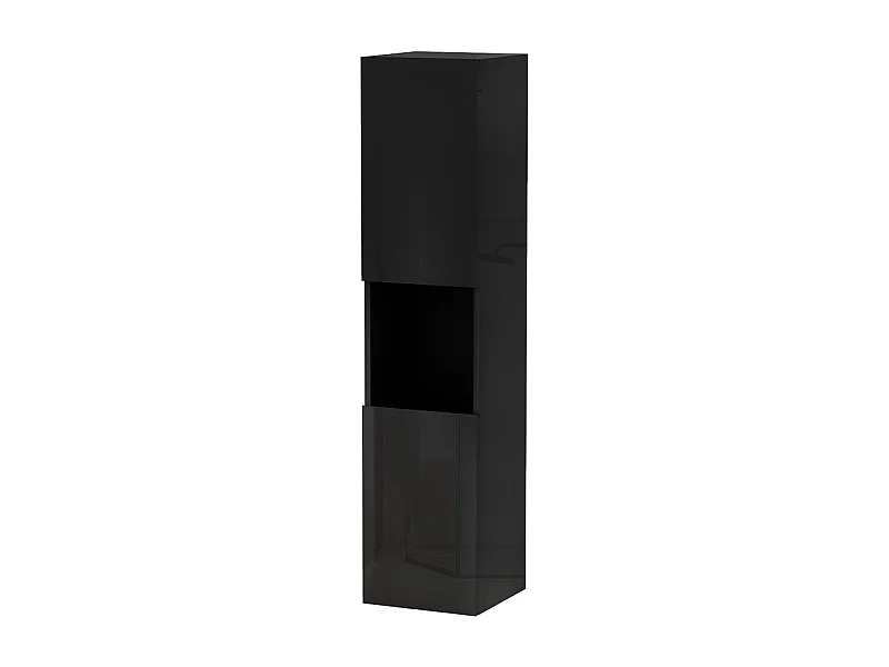 Colonne de salle de bain Brillant + 2 Porte, avec compartiment, 30 x 30 x 131.5 cm, Noir