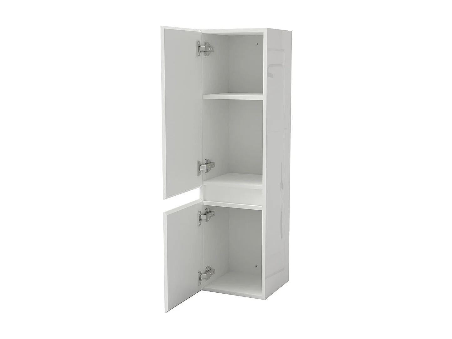 Colonne de salle de bain Brillant + 2 Porte, avec compartiment, 30 x 30 x 110 cm, Blanc