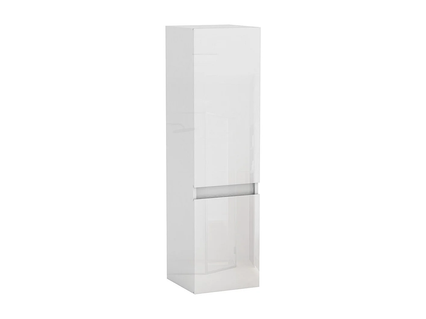 Colonne de salle de bain Brillant + 2 Porte, avec compartiment, 30 x 30 x 110 cm, Blanc