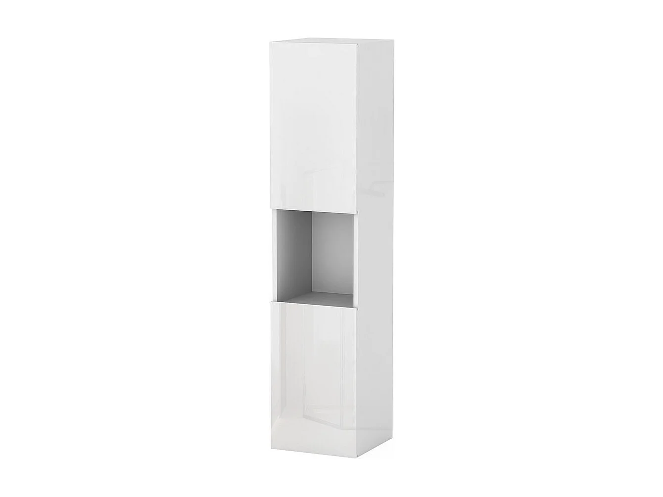 Colonne de salle de bain Brillant + 2 Porte, avec compartiment, 30 x 30 x 131.5 cm, Blanc