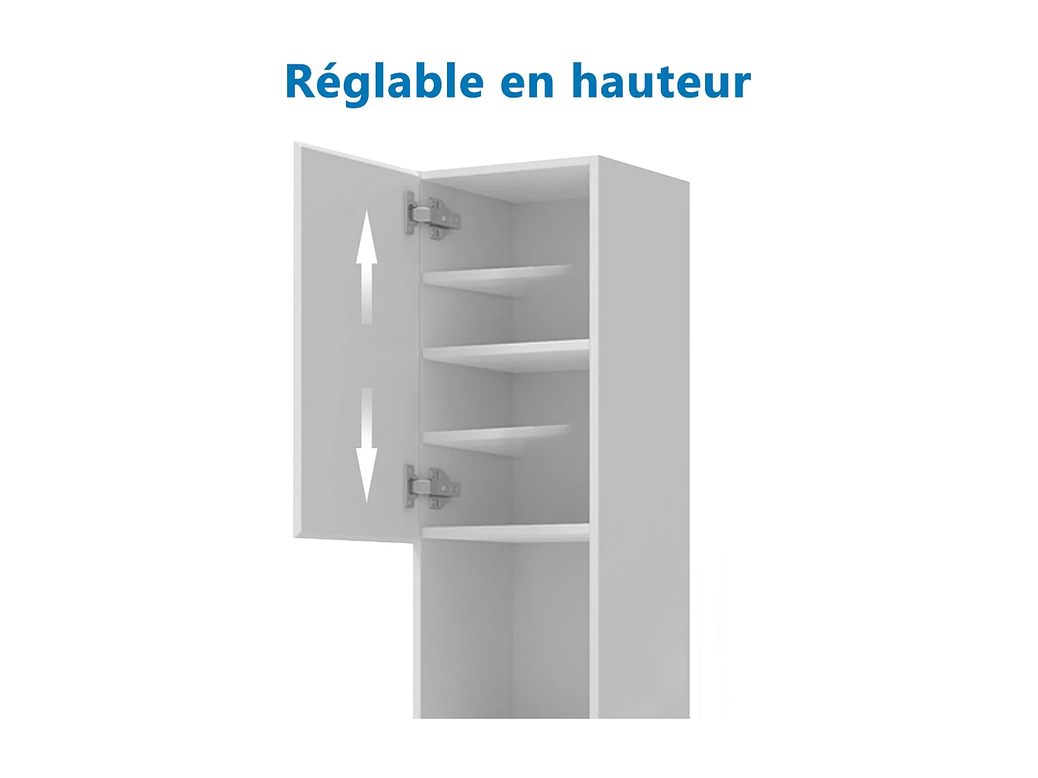 Colonne de salle de bain Brillant + 2 Porte, avec compartiment, 30 x 30 x 131.5 cm, Blanc
