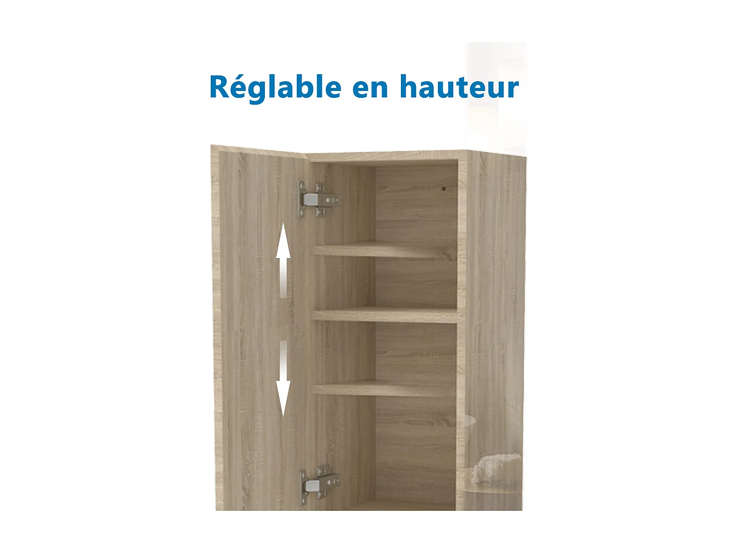 Colonne de salle de bain Brillant + 2 Porte, avec compartiment, 30 x 30 x 110 cm, Chêne