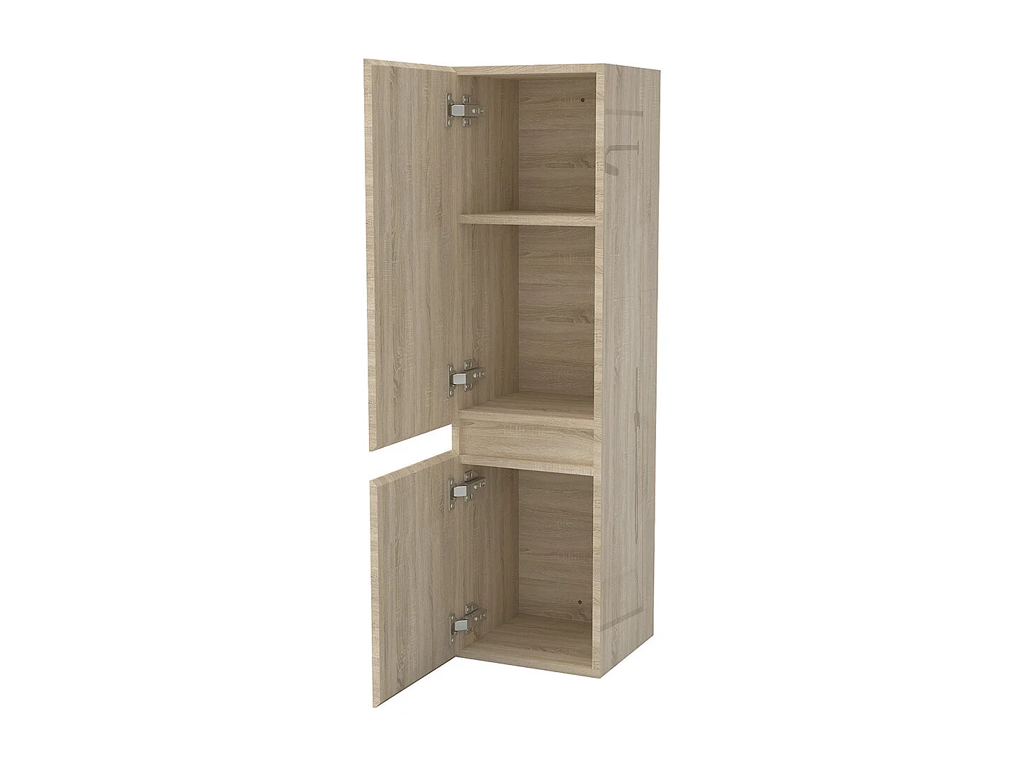 Colonne de salle de bain Brillant + 2 Porte, avec compartiment, 30 x 30 x 110 cm, Chêne