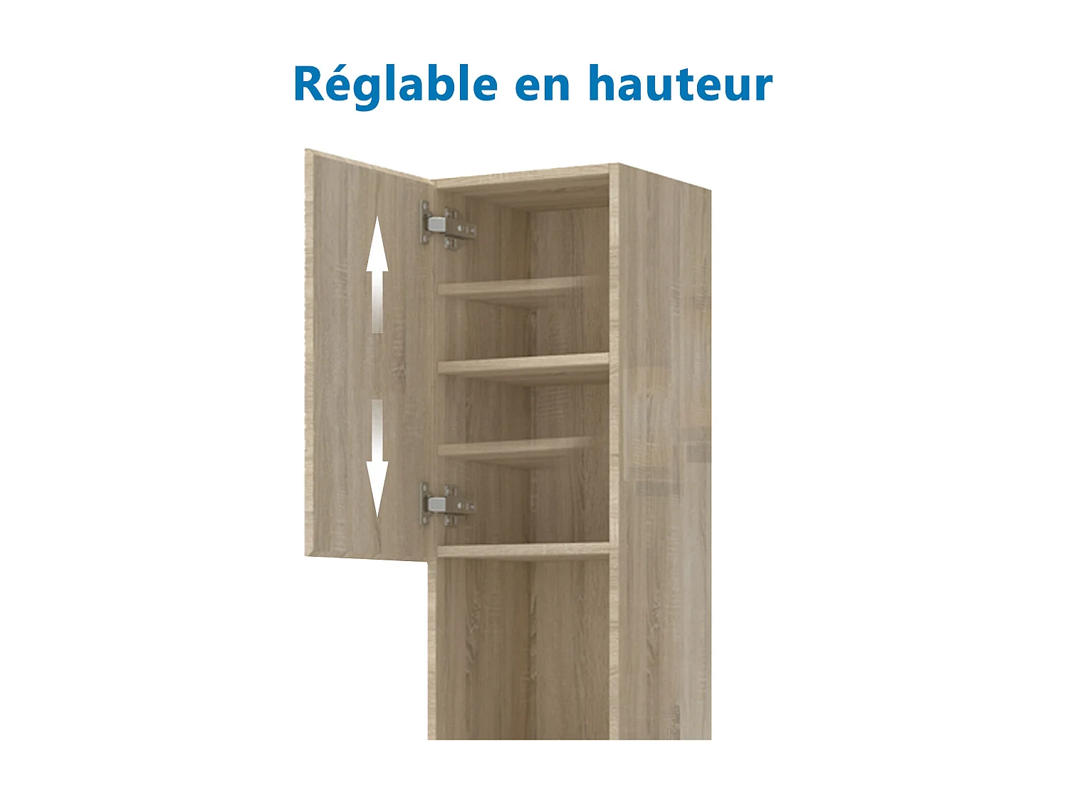 Colonne de salle de bain Brillant + 2 Porte, avec compartiment, 30 x 30 x 131.5 cm, Chêne