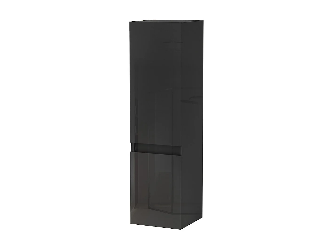 Colonne de salle de bain Brillant + 2 Porte, avec compartiment, 30 x 30 x 110 cm, Noir