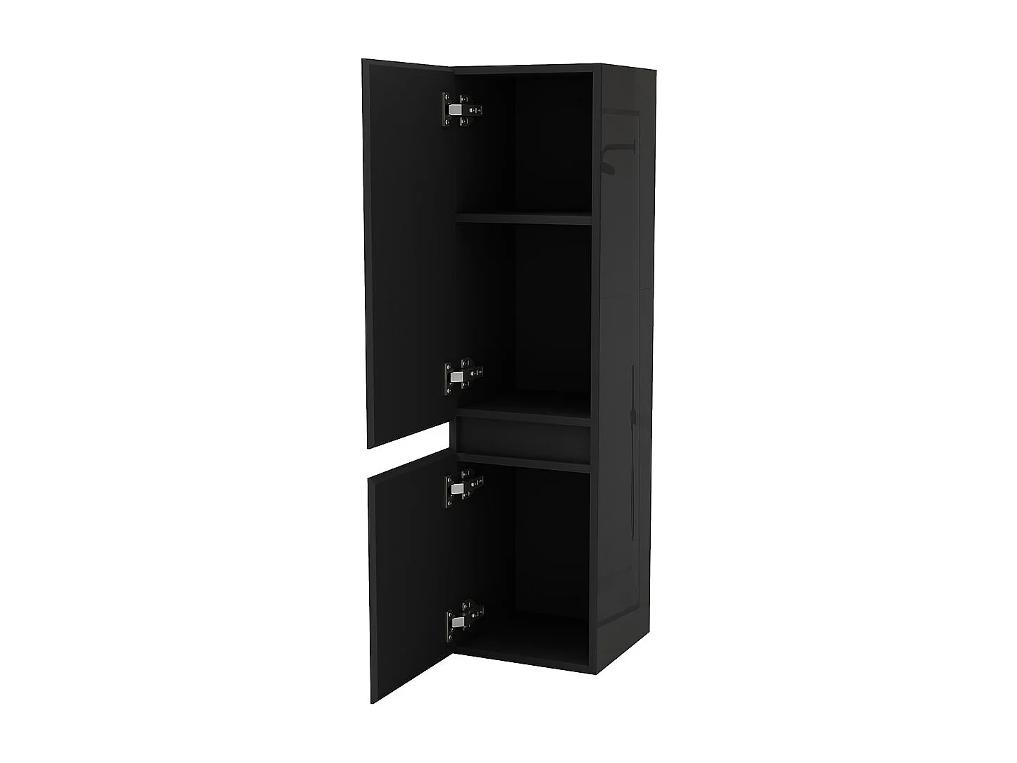 Colonne de salle de bain Brillant + 2 Porte, avec compartiment, 30 x 30 x 110 cm, Noir