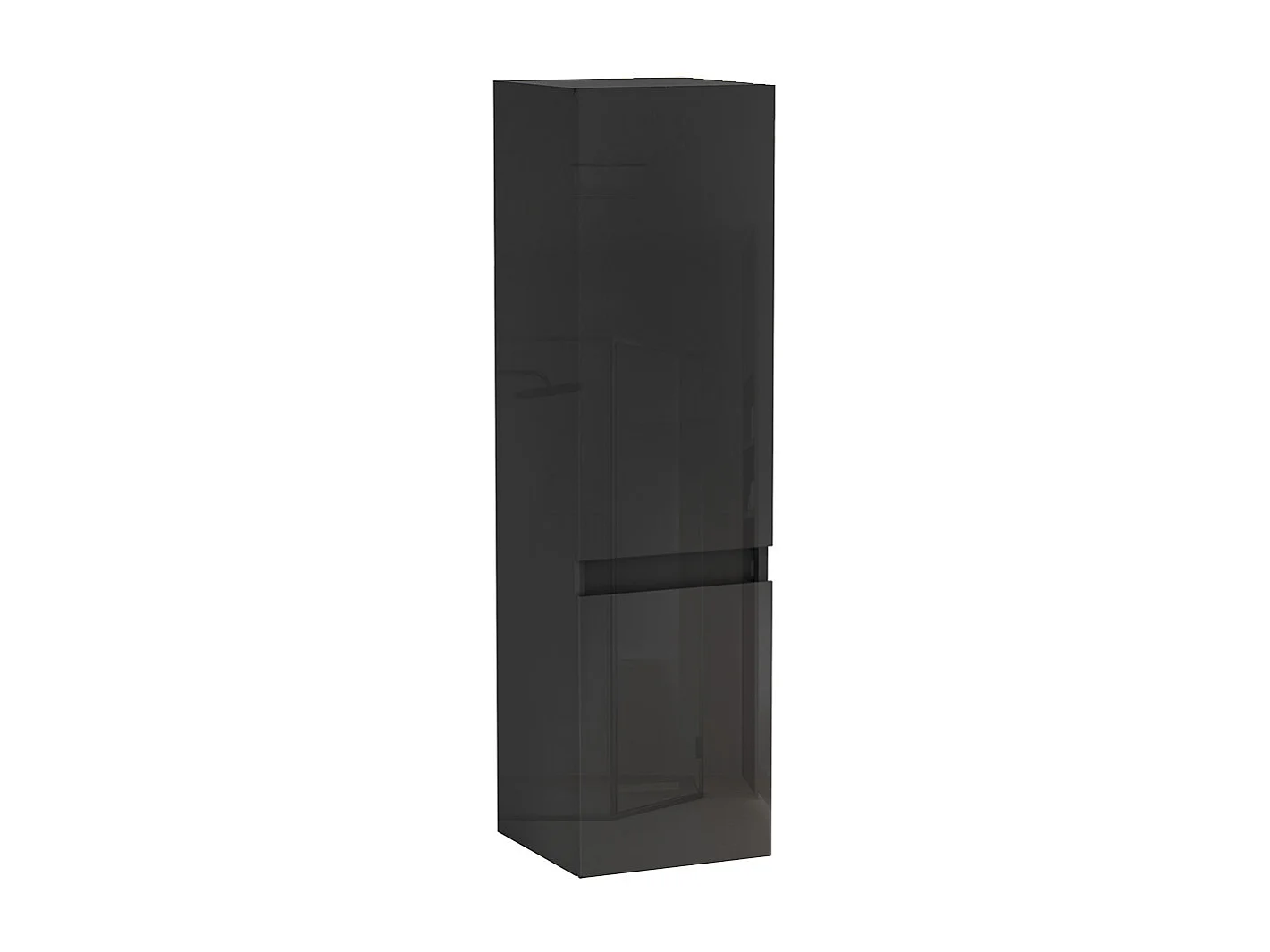 Colonne de salle de bain Brillant + 2 Porte, avec compartiment, 30 x 30 x 110 cm, Noir