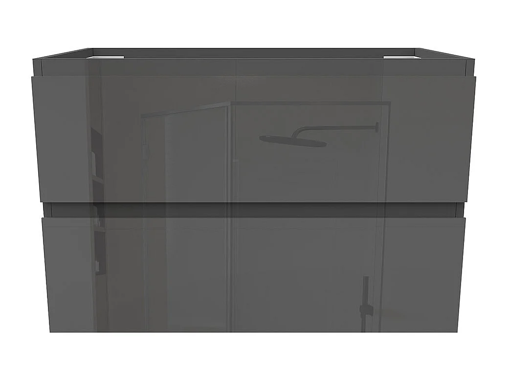 Meuble de Salle de Bain Brillant 80cm avec 2 tiroirs, Meuble sans vasque, Anthracite