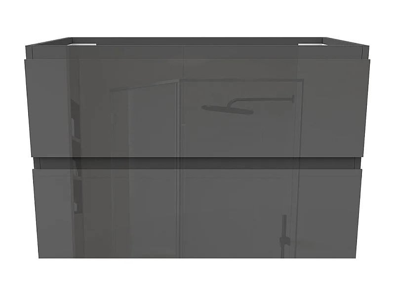 Meuble de Salle de Bain Brillant 80cm avec 2 tiroirs, Meuble sans vasque, Anthracite