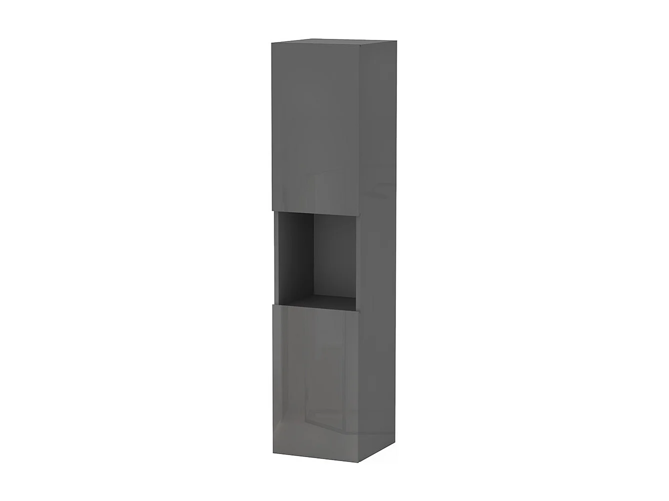 Colonne de salle de bain Brillant + 2 Porte, avec compartiment, 30 x 30 x 131.5 cm, Anthracite