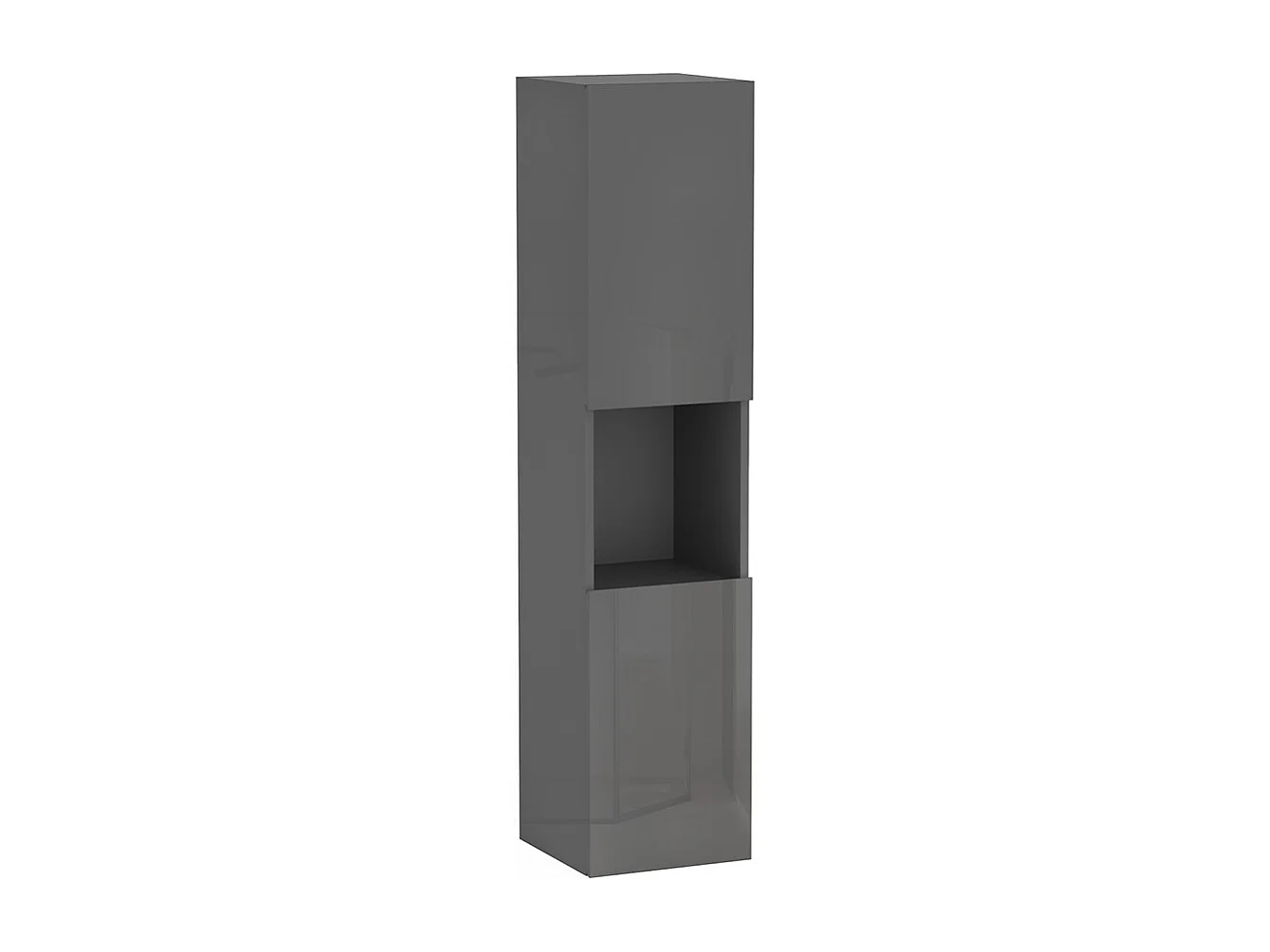 Colonne de salle de bain Brillant + 2 Porte, avec compartiment, 30 x 30 x 131.5 cm, Anthracite