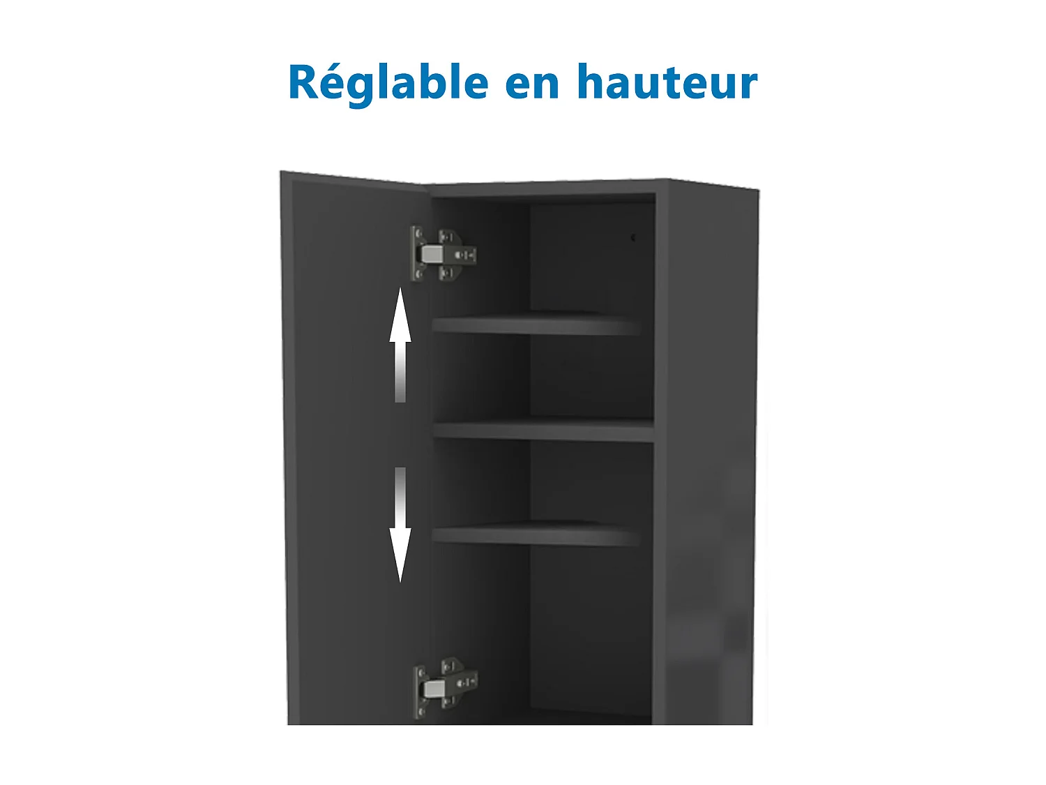 Colonne de salle de bain Brillant + 2 Porte, avec compartiment, 30 x 30 x 110 cm, Anthracite