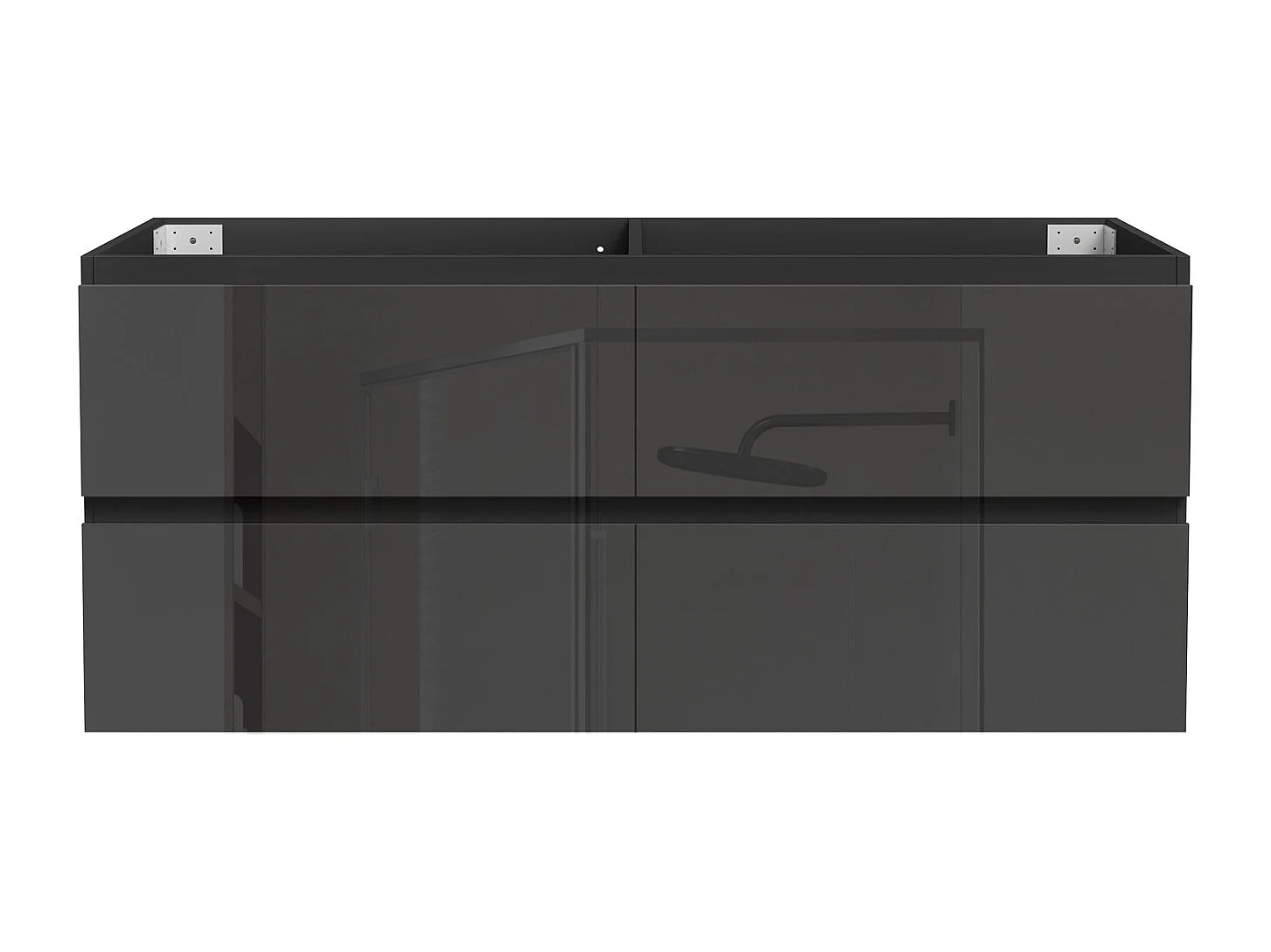 Meuble de Salle de Bain Brillant 120cm avec 4 tiroirs, Meuble sans vasque, Noir