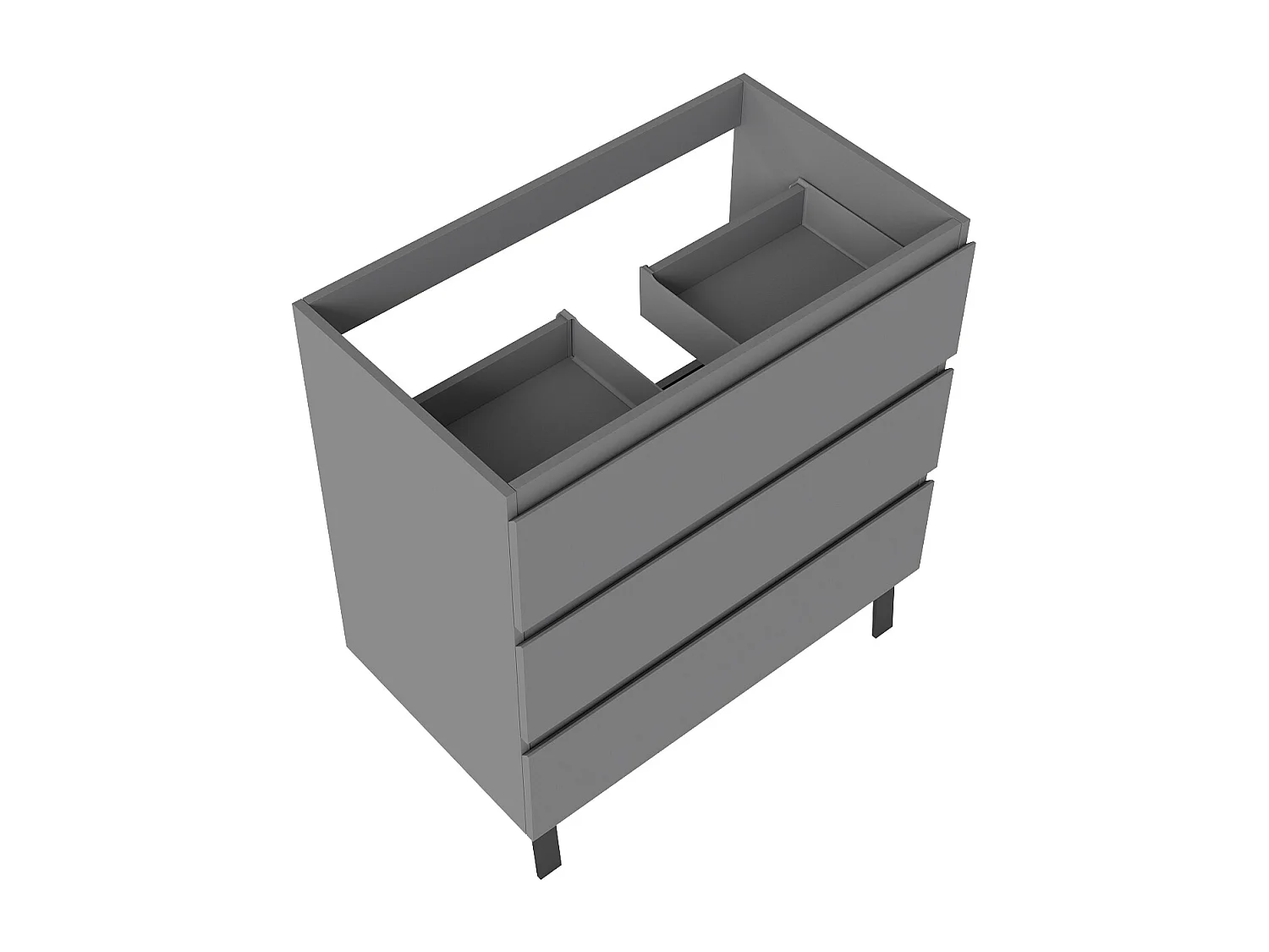 Meuble de Salle de Bain 80cm avec 3 tiroirs + 2 Pieds, Meuble sans vasque, Anthracite