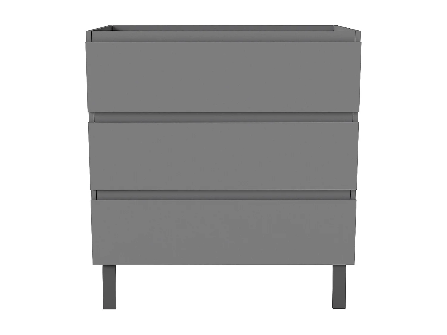 Meuble de Salle de Bain 80cm avec 3 tiroirs + 2 Pieds, Meuble sans vasque, Anthracite