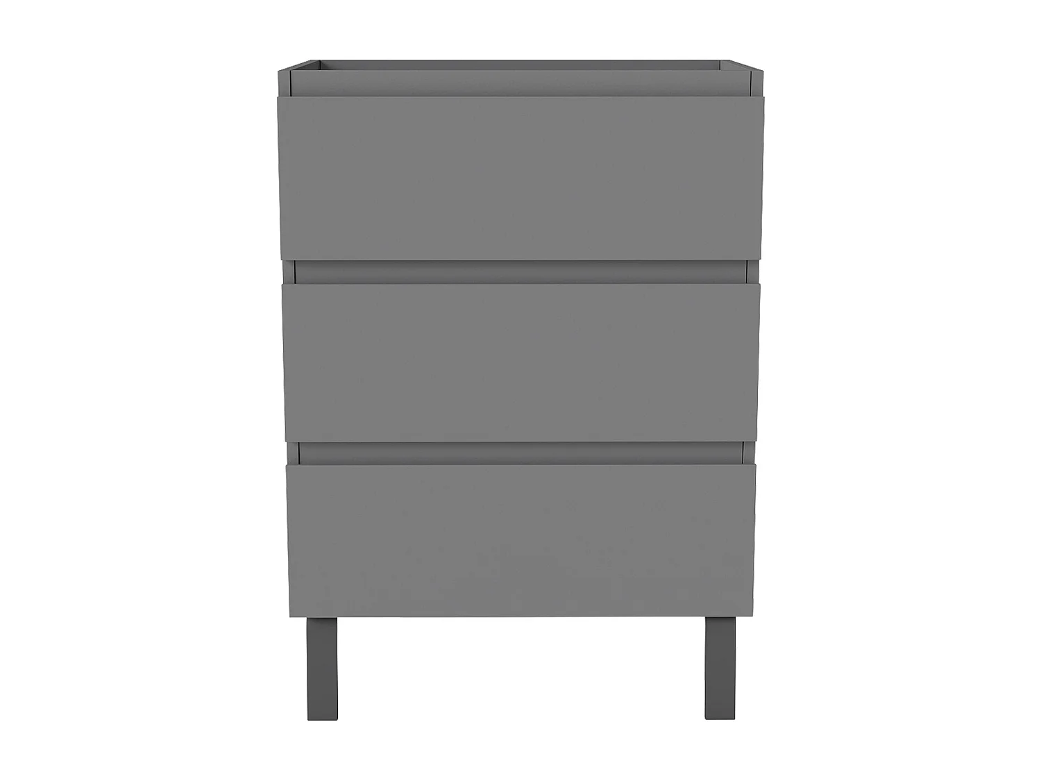 Meuble de Salle de Bain 60cm avec 3 tiroirs + 2 Pieds, Meuble sans vasque, Anthracite