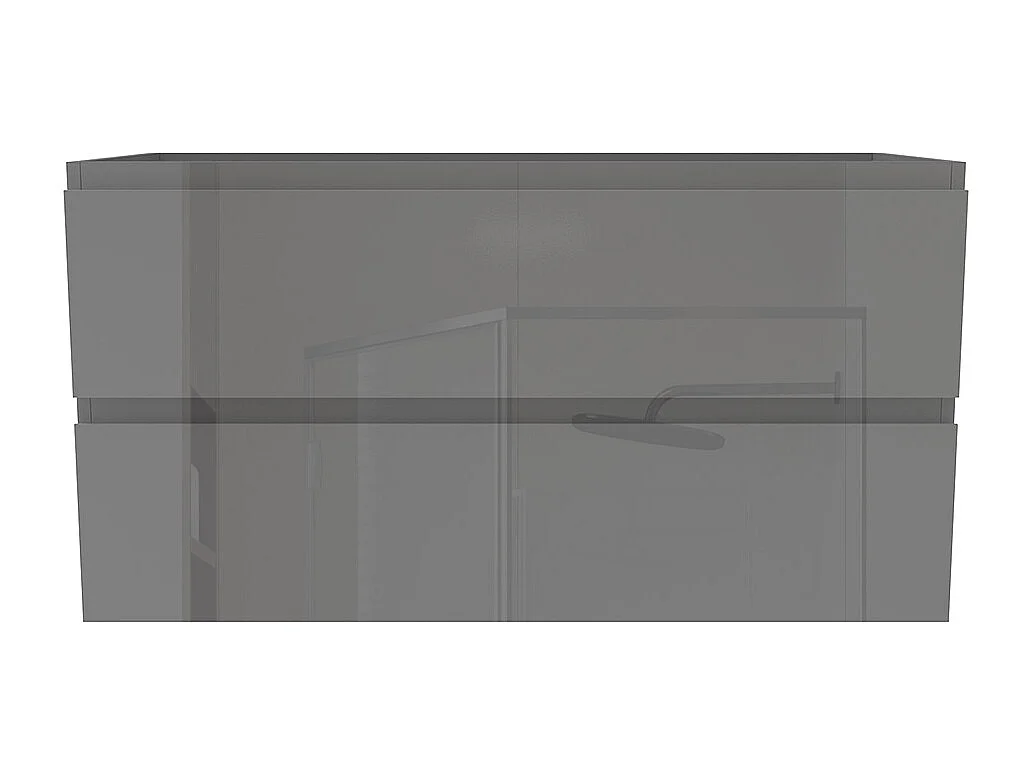 Meuble de Salle de Bain Brillant 100cm avec 2 tiroirs, Meuble sans vasque, Anthracite