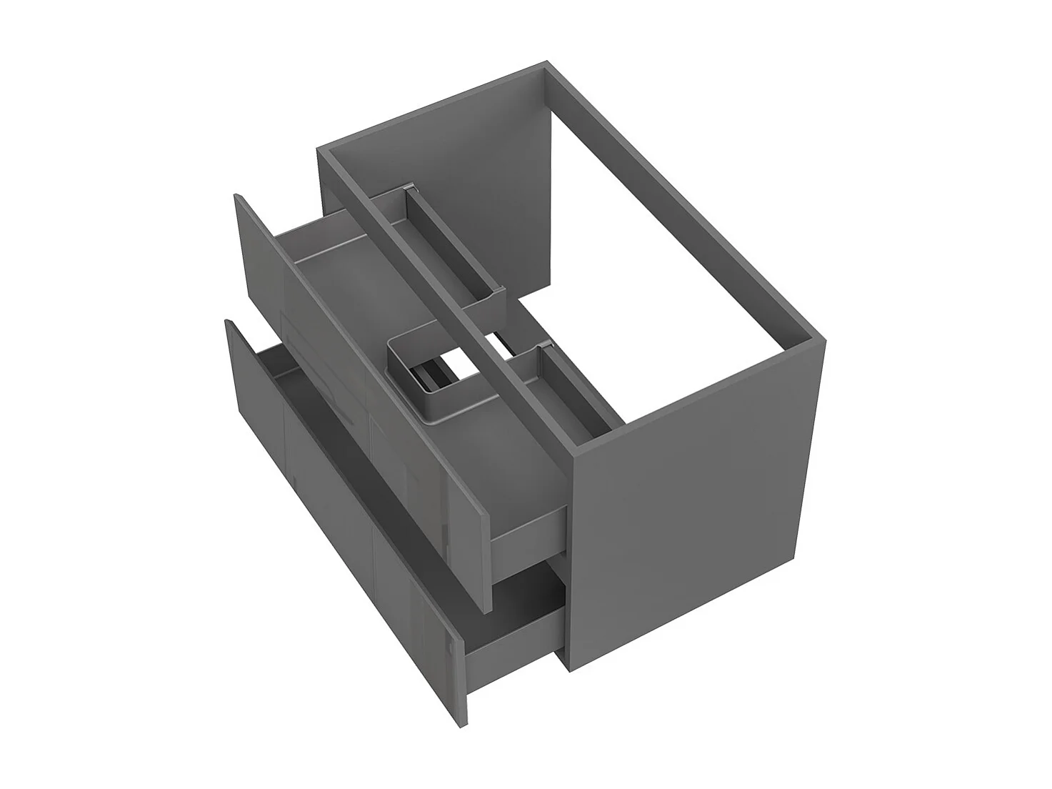 Meuble de Salle de Bain Brillant 100cm avec 2 tiroirs, Meuble sans vasque, Anthracite