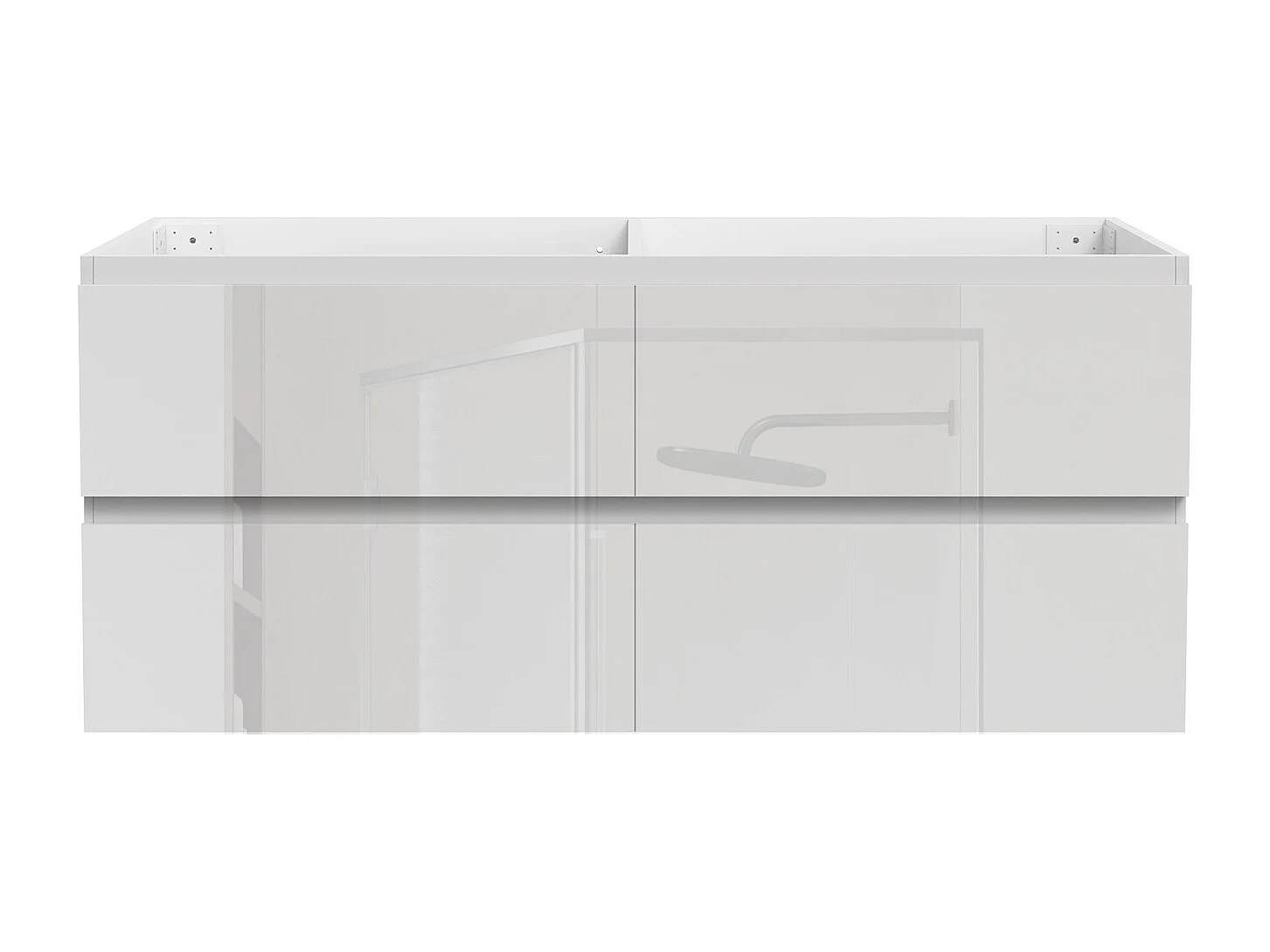 Meuble de Salle de Bain Brillant 120cm avec 4 tiroirs, Meuble sans vasque, Blanc