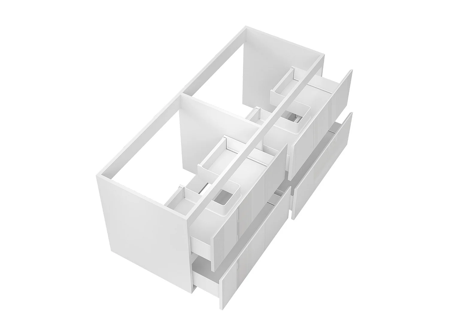 Meuble de Salle de Bain Brillant 120cm avec 4 tiroirs, Meuble sans vasque, Blanc