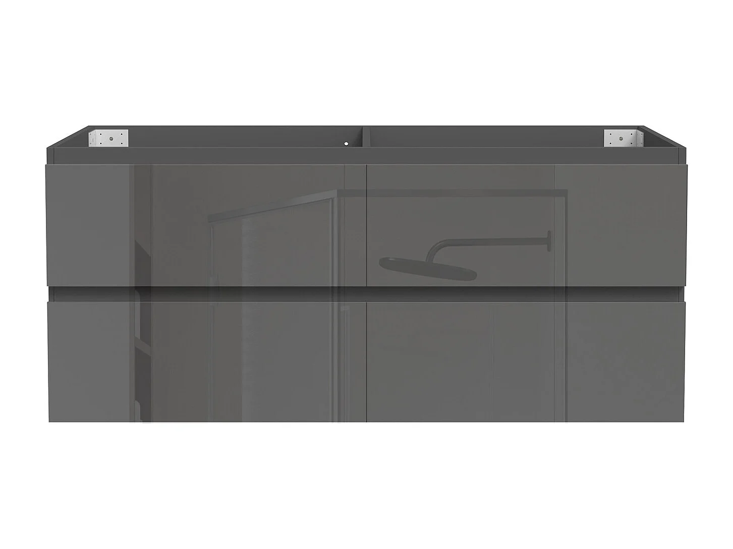 Meuble de Salle de Bain Brillant 120cm avec 4 tiroirs, Meuble sans vasque, Anthracite