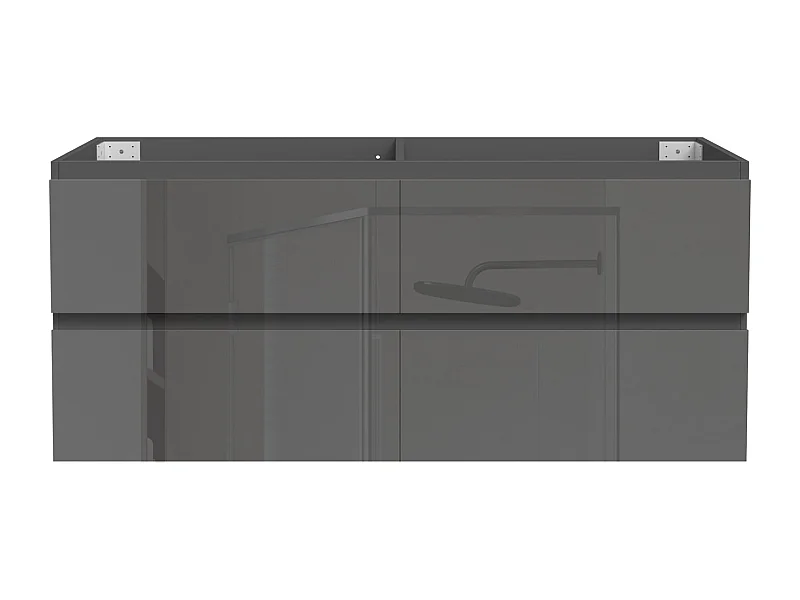 Meuble de Salle de Bain Brillant 120cm avec 4 tiroirs, Meuble sans vasque, Anthracite