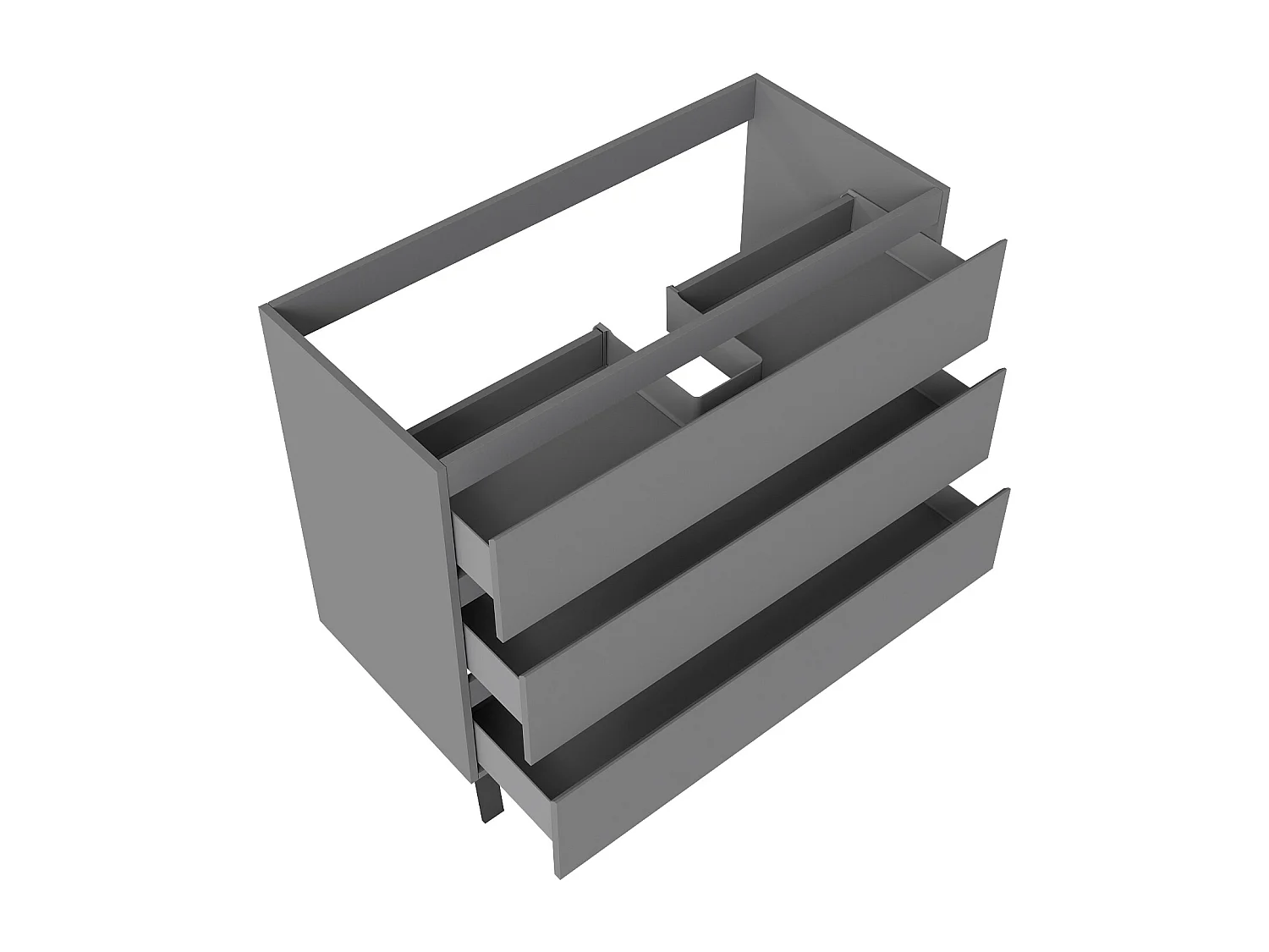 Meuble de Salle de Bain 100cm avec 3 tiroirs + 2 Pieds, Meuble sans vasque, Anthracite