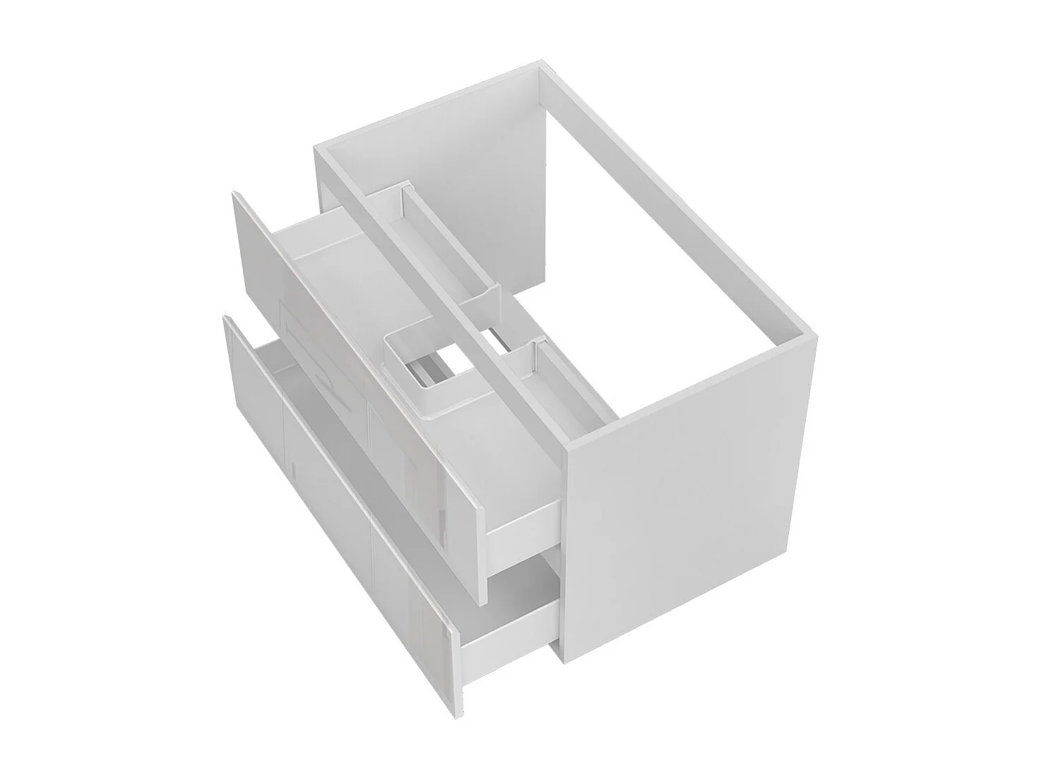 Meuble de Salle de Bain Brillant 80cm avec 2 tiroirs, Meuble sans vasque, Blanc