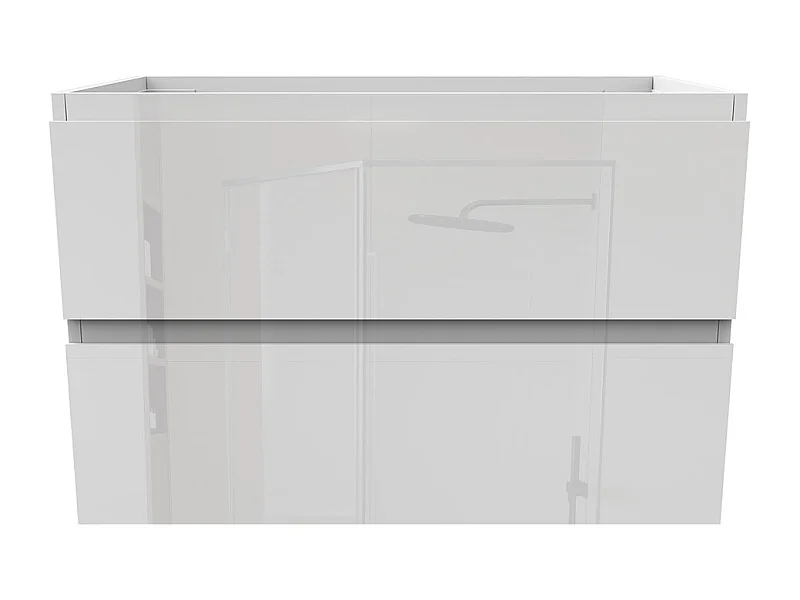Meuble de Salle de Bain Brillant 80cm avec 2 tiroirs, Meuble sans vasque, Blanc