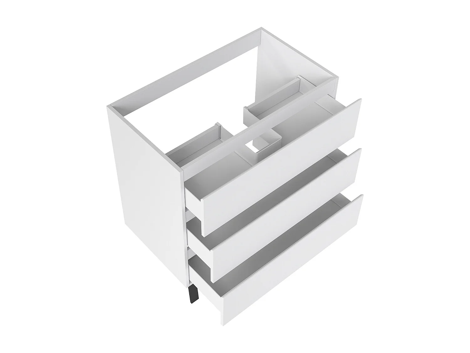 Meuble de Salle de Bain 80cm avec 3 tiroirs + 2 Pieds, Meuble simple vasque céramique, Blanc