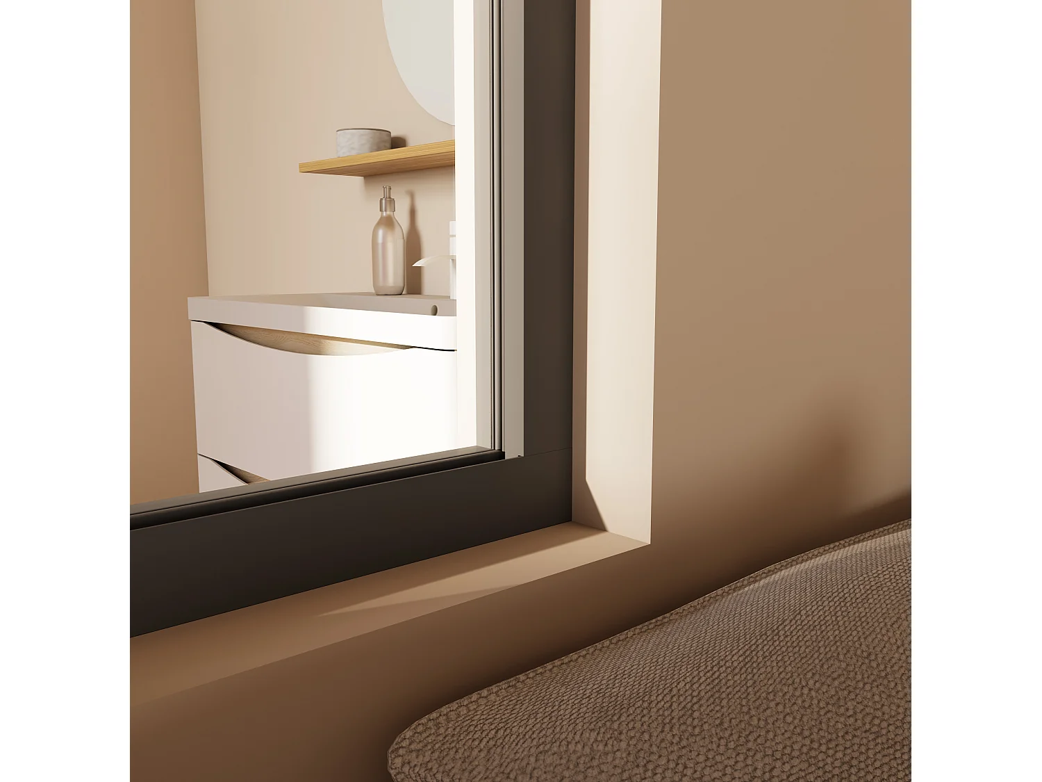 Verrière Atelier en aluminium noir mat 123x108cm - Kit COMPLET 4 carreaux avec profilé de finition latérale pour installation sur 3 murs