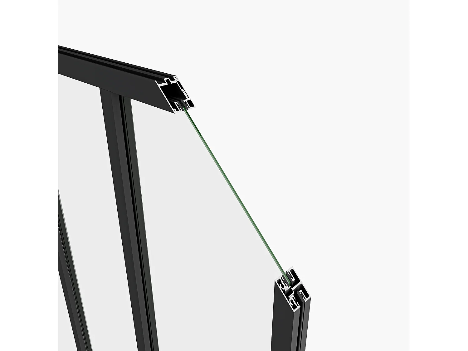 Verrière Atelier en aluminium noir mat 123x108cm - Kit COMPLET 4 carreaux avec profilé de finition latérale pour installation sur 3 murs