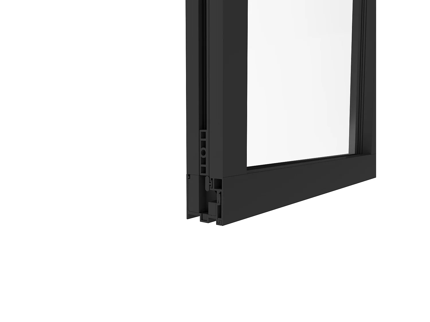 Verrière Atelier en aluminium noir mat 123x108cm - Kit COMPLET 4 carreaux avec profilé de finition latérale pour installation sur 3 murs