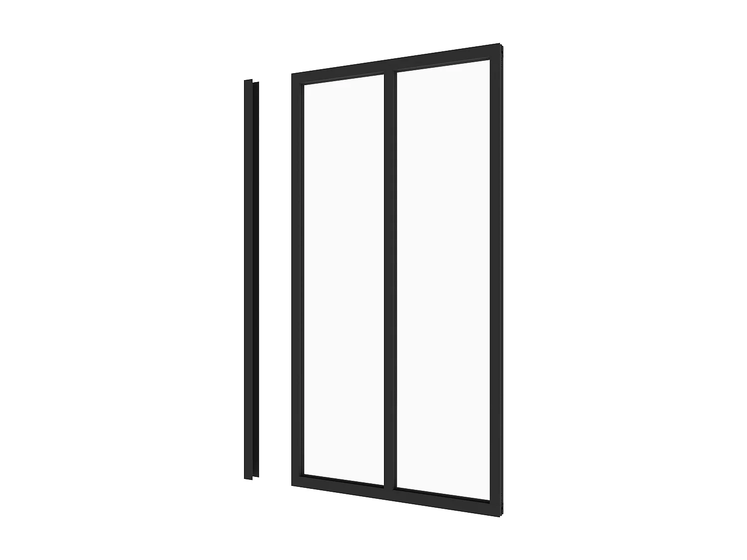 Verrière Atelier en aluminium noir mat 63x108cm - Kit COMPLET 2 carreaux avec profilé de finition latérale pour installation sur 3 murs
