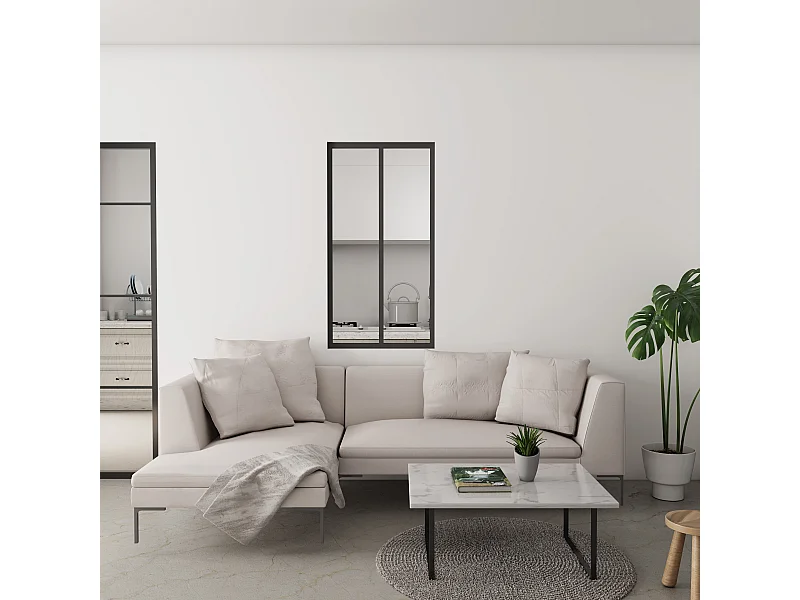 Verrière atelier “Clarté Maximale” - 2 Panneaux en verre trempé 4mm et structure aluminium noir, 63x108 cm