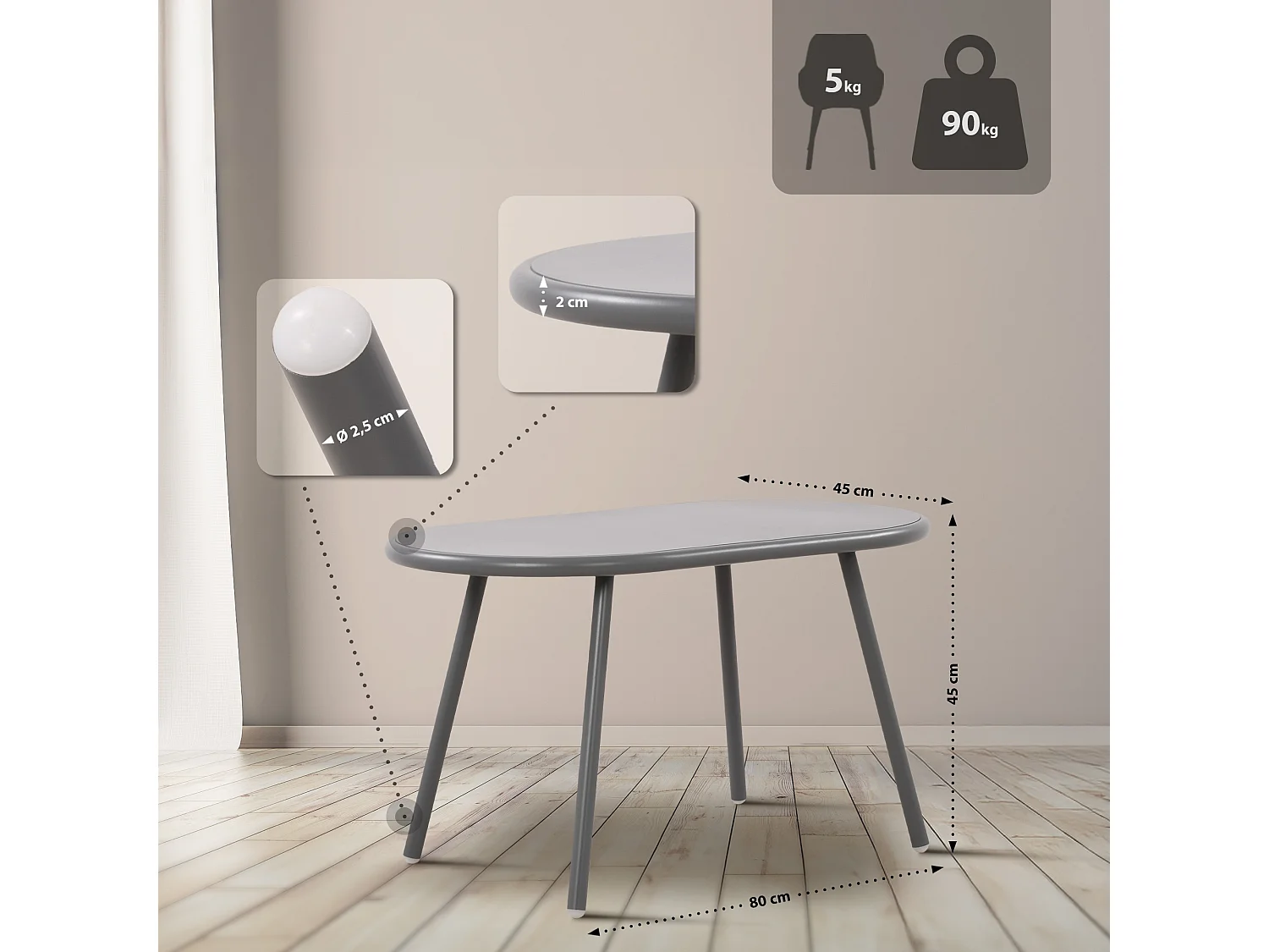 Ensemble de jardin - Table + 4 Chaises - Veldin