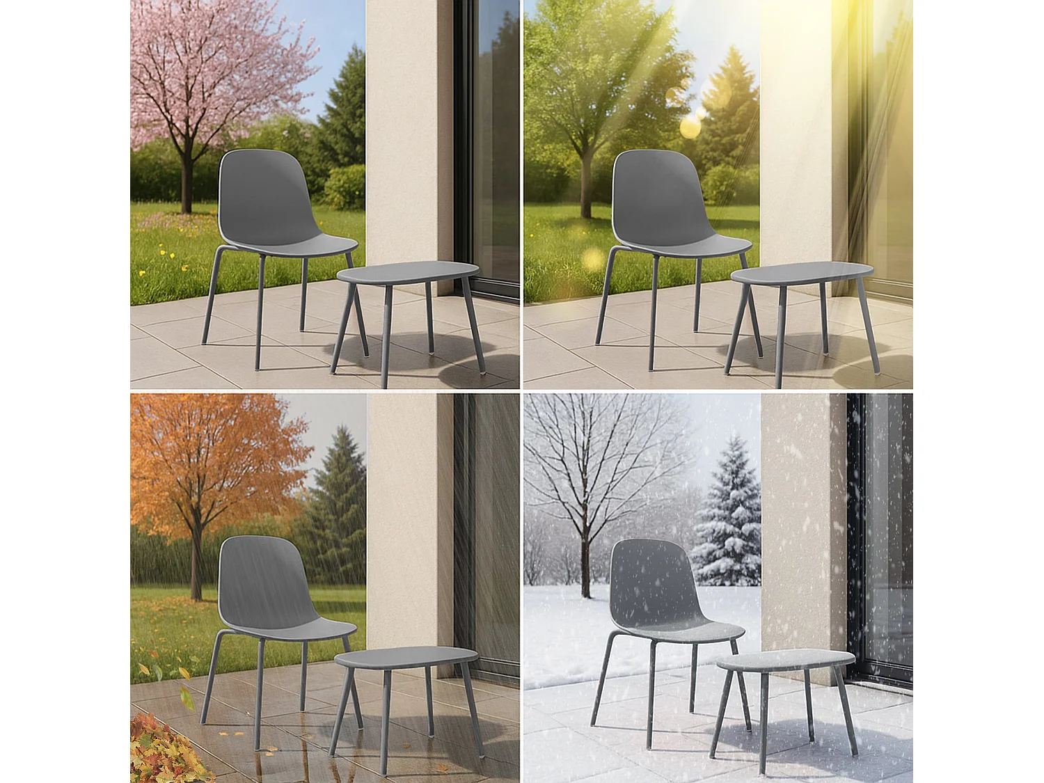 Ensemble de jardin - Table + 4 Chaises - Veldin
