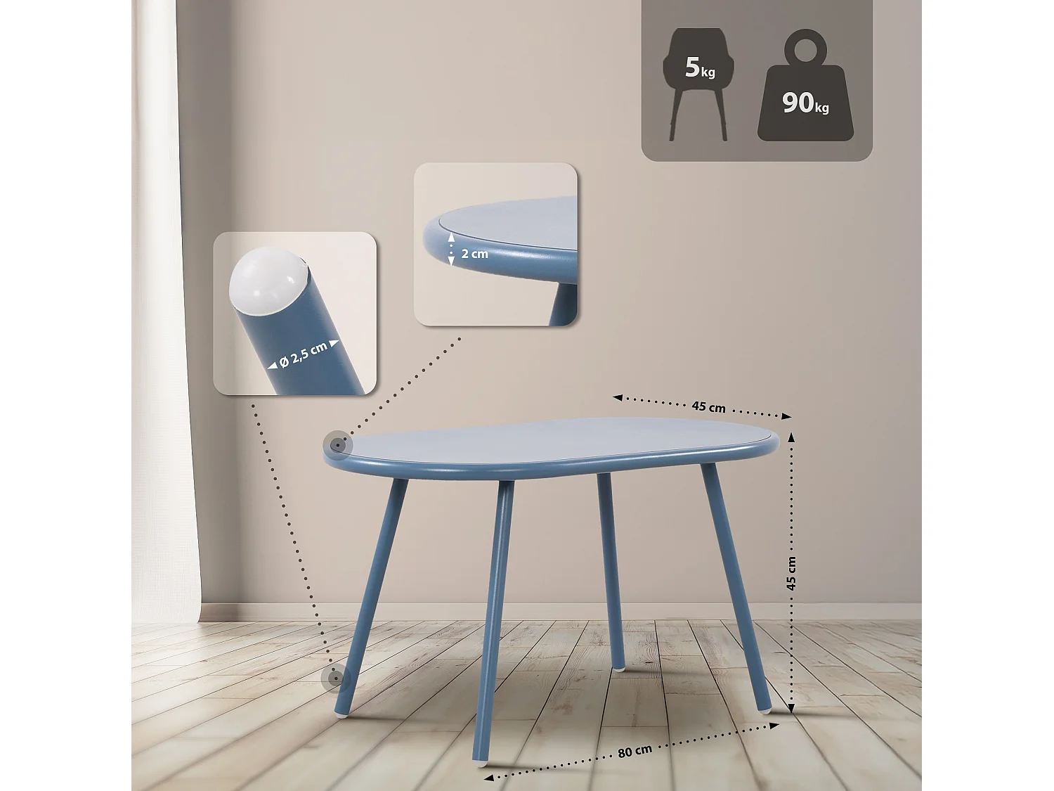 Ensemble de jardin - Table + 2 Chaises - Veldin