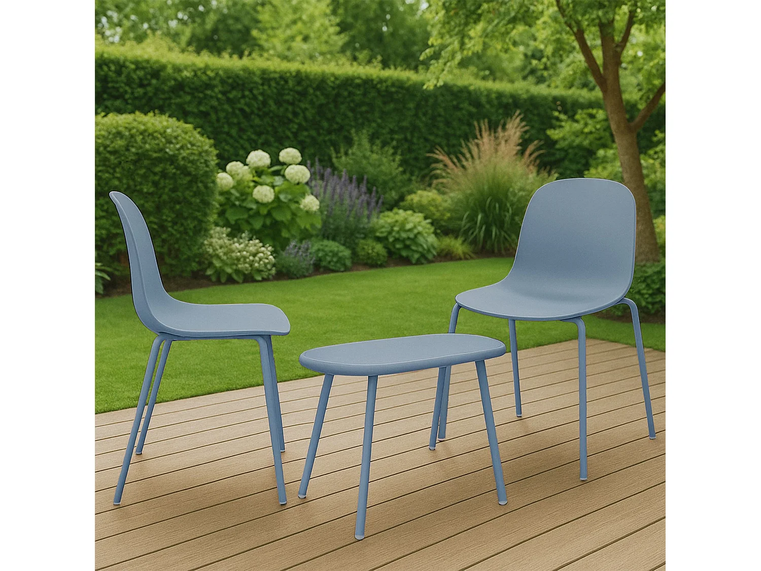 Ensemble de jardin - Table + 2 Chaises - Veldin