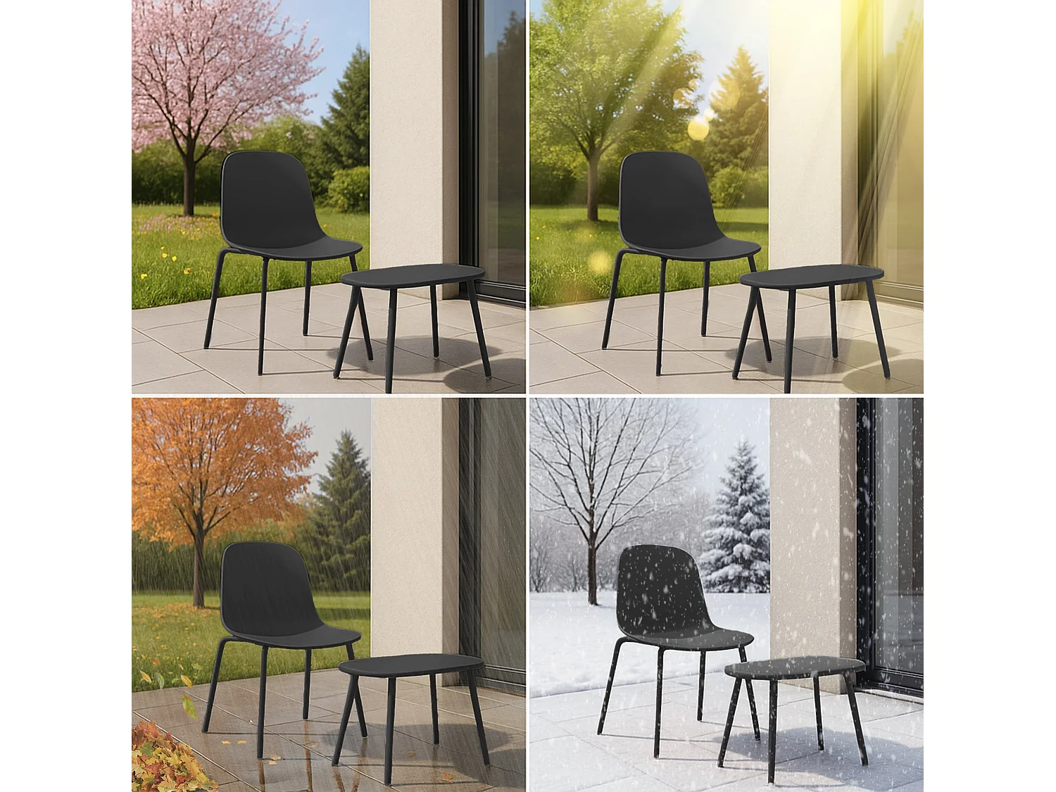 Ensemble de jardin - Table + 4 Chaises - Veldin