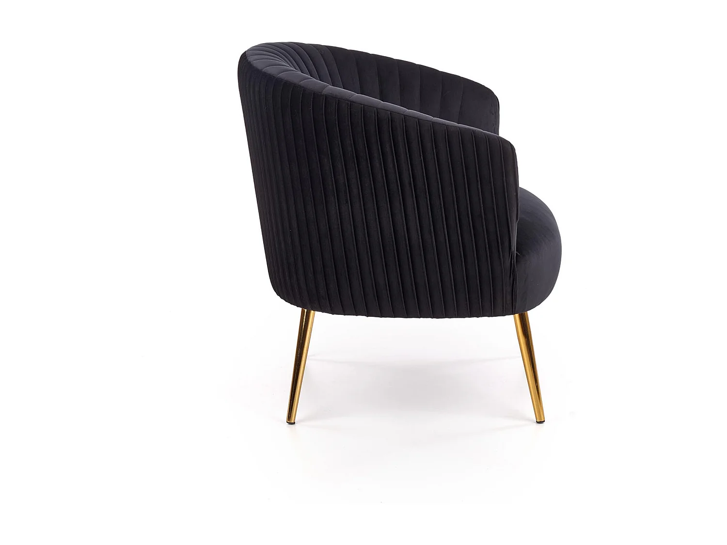 Fauteuil cabriolet en velours noir avec pieds en métal doré Power