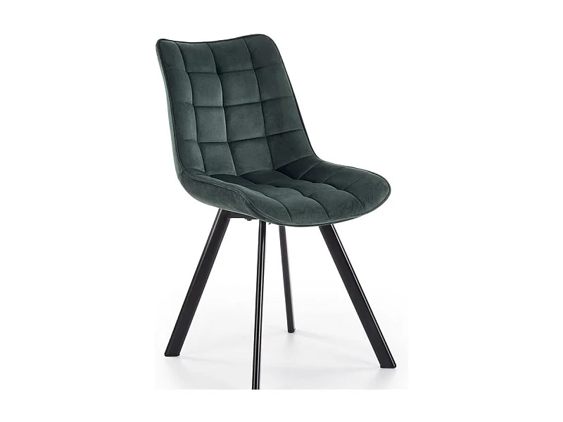 Chaise contemporaine en velours vert foncé avec pieds en métal noir LIBERTY
