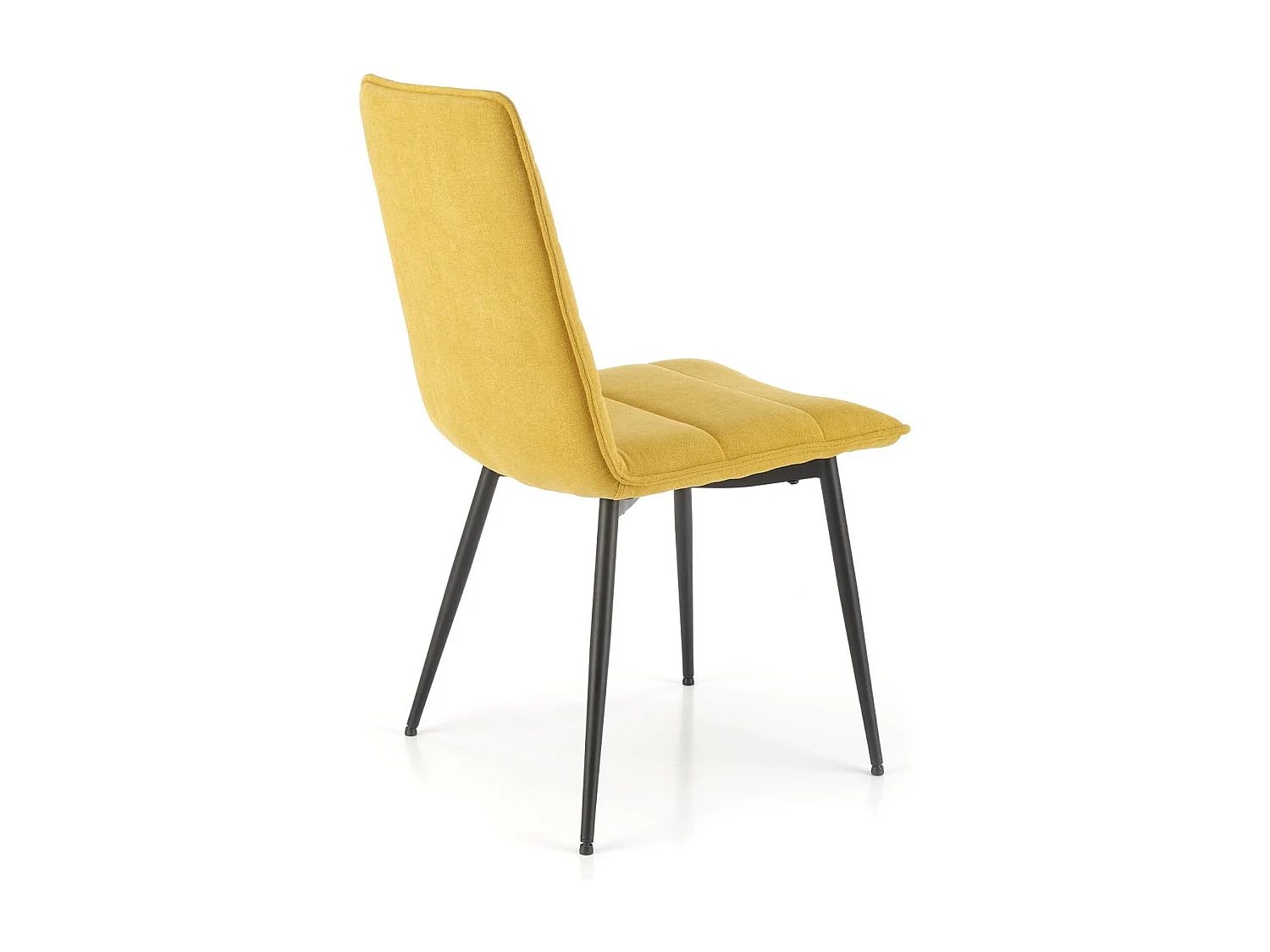 Chaise design en tissu jaune moutarde avec pieds en métal noir Assia