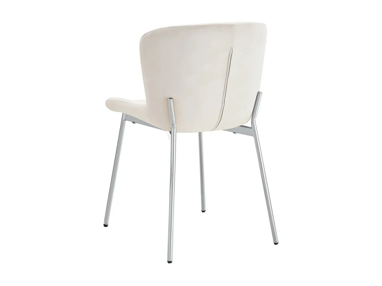 Lot 4 Chaises Salle à Manger Elen Velours Écru Pieds Chrome